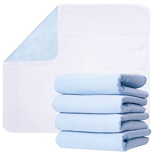 Washable Underpads - Large Bed Pads for Incontinence and Pets (Pack of 4 - 34x36)
