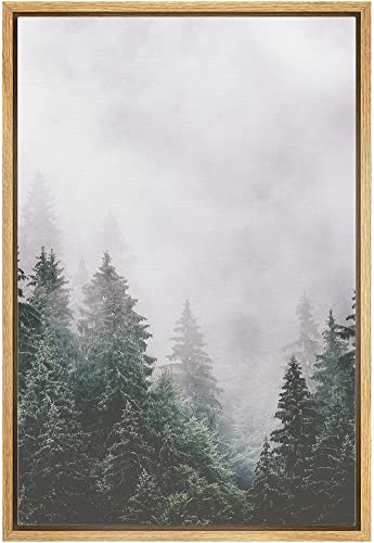 Washed Out Mist Over Forest Pine Trees Canvas Print