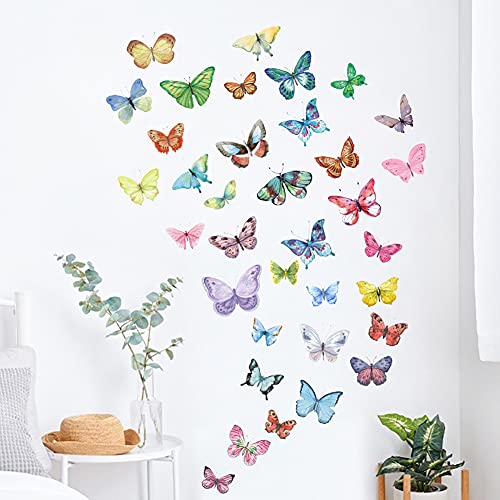 Watercolor Butterfly Wall Decals for Girls Bedroom Nursery Decor