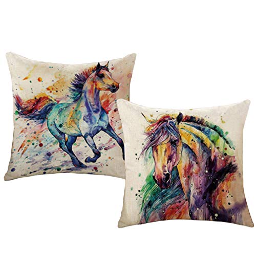 Watercolor Horse Throw Pillow Covers