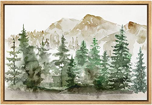 Watercolor Mountain Forest Canvas Print
