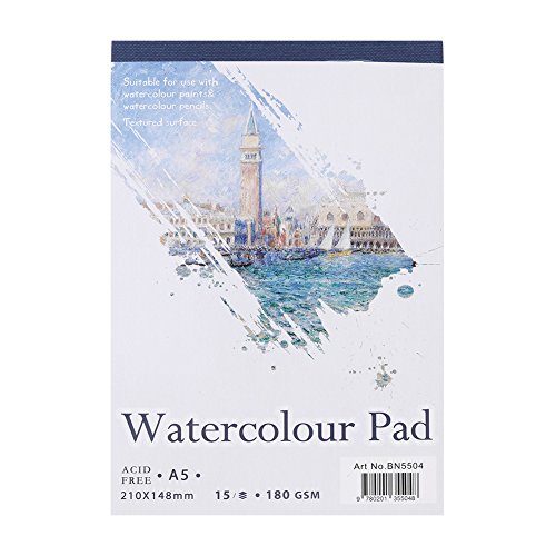 Watercolor Paper Pad, A4/A5 Artist Sketch Book 15 Sheets Watercolor Paper Notepad for Painting Drawing Watercolor Painting Art Notebook Pad for Wet and Mixed Media(A5)