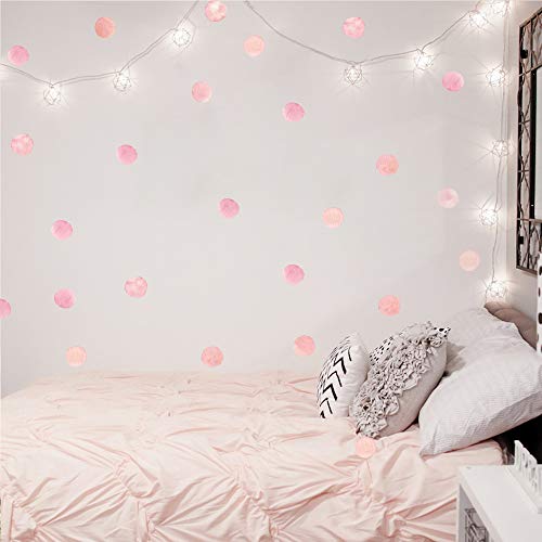 Watercolor Pink Polka Dot Wall Decals
