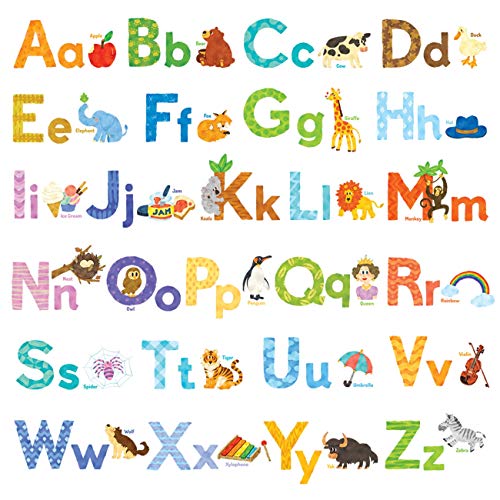 Watercolour Animal Alphabet ABC Kids Wall Stickers Decals