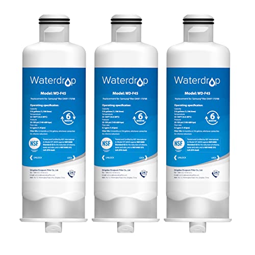 Waterdrop DA97-17376B Replacement for Samsung HAF-QIN/EXP, DA97-08006C, RF28R7201SR, RF28R7351SG, WD-F45, Refrigerator Water Filter, 3 Filters