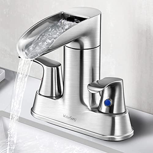 WaterSong Brushed Nickel Bathroom Faucet - Lead-Free 2-Handle 4" Centerset