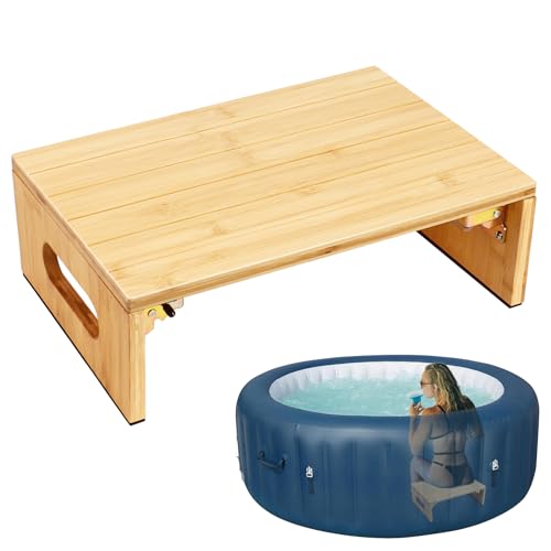 Waterproof Bamboo Hot Tub Seats, Spa Seat, Non-Slip Weighted Spa Seat Cushion, Weighted Hot Tub Booster Seat for Adults for Inflatable Hot Tub Spa Accessory Outdoor Indoor
