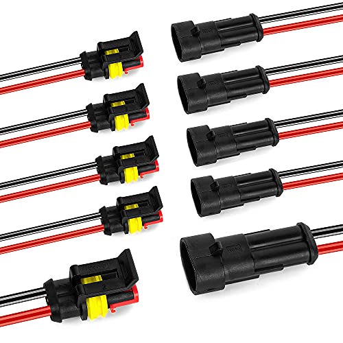 Waterproof Car Electrical Connector Plug with Wire Pack of 5