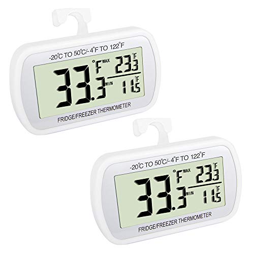 2 Pack Refrigerator Freezer Thermometer Large Dial