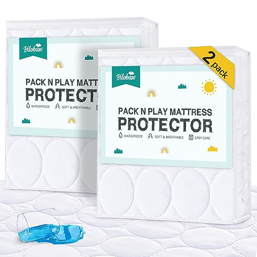Mattress Protector for Pack N Play Waterproof, Premium Quilted Pack N Play Sheets/Playard Sheet Cover 39 x 27 Fits for Baby Foldable and Playard