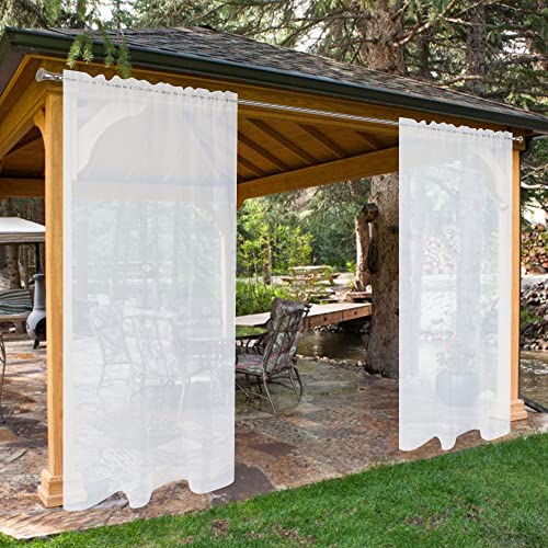 Waterproof White Outdoor Sheer Curtains for Patio