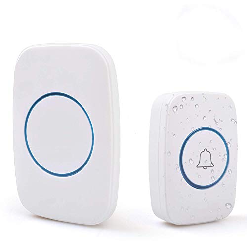 Waterproof Wireless Doorbell Kit with Long Range and Adjustable Volume (White)