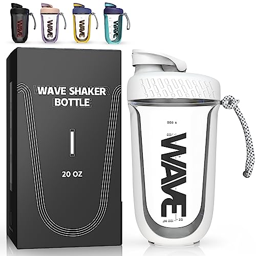 Wave Shaker Bottle | No Blender Ball Needed | BPA Free | Rope Handle
