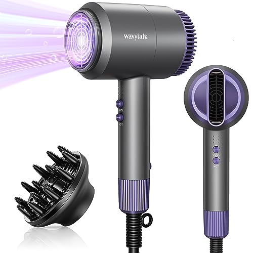 Lightweight Purple Ionic Blow Dryer with Diffuser