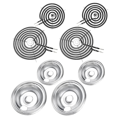 WB30M1 WB30M2 Electric Stove Burners Replacement Element and Drip Pans Set