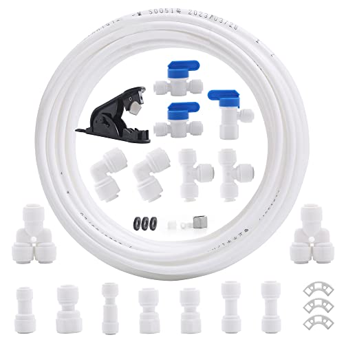 WBTEER 1/4" Water Line Kit 32ft with RO Fittings - 21Pcs