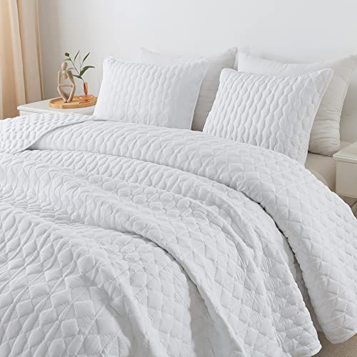 WDCOZY White Quilt Queen Size Bedding Sets