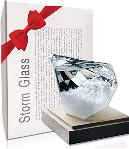 Enkrio Storm Glass Weather Predictor, Weather Station Weather Forecaster  with Wood Base, Creative Crystal Glass Bottle for Home & Office Decoration