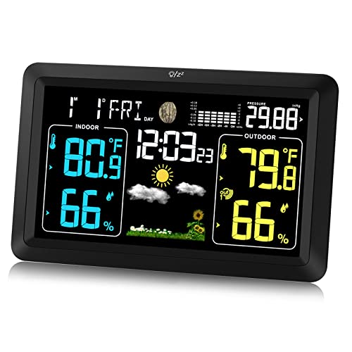 Atomic Clock Weather Station - Indoor/Outdoor Thermometer & Barometer