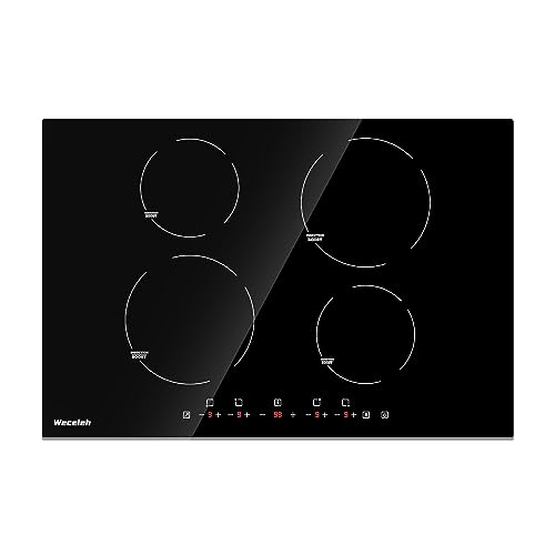 POTFYA Induction Cooktop 30 inch Built-in Induction Stove Top 4 Burner Electric Cooktop,220v Knob Control,Ceramic Glass Surface, 6000W Suitable for