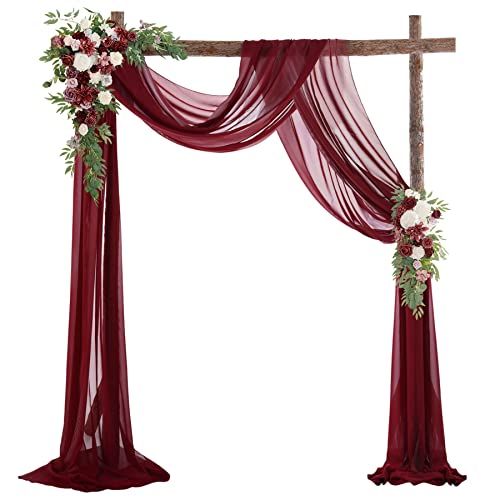 Burgundy Sheer Backdrop Curtain for Wedding Arch Decor