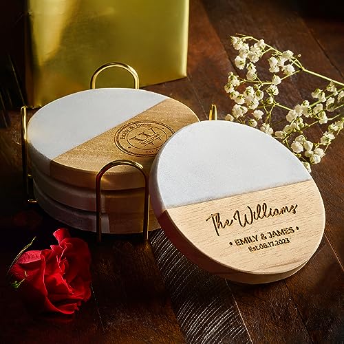 Wedding Gift Personalized Marble Coasters