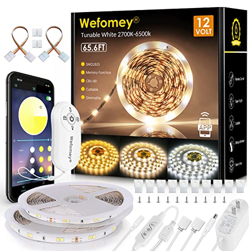 65.6ft Dimmable LED Strip Lights with Remote App Control