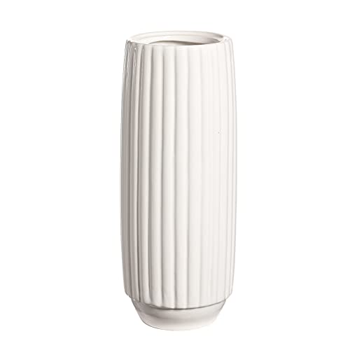 10.5" White Modern Ceramic Vase Geometric Design - W647white
