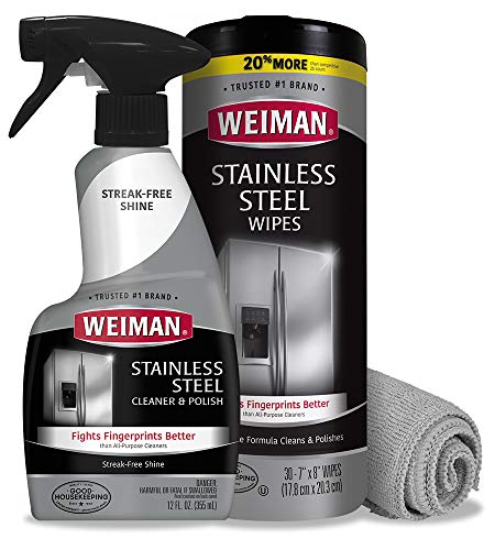 Weiman Stainless Steel Cleaner Kit Fingerprint Resistant Removes Residue Water Marks And Grease From Appliances 515JU1gLvrL 