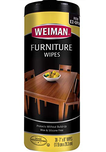 Weiman Wood Furniture Cleaner and Polish Wipes, 30 Count