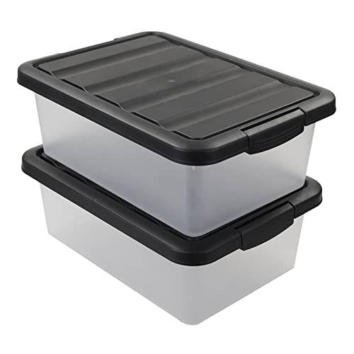 Wekioger Storage Box Organizer Bins with Lids, 14 Quart, 2 Packs