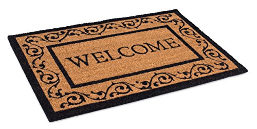 Welcome Coir Doormat with Scroll Border