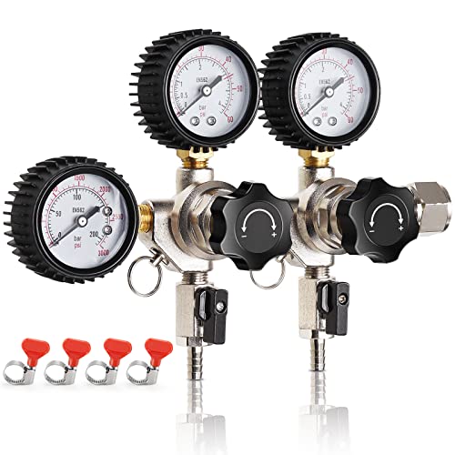 WELLBOM CO2 Regulator - Dual Output, High-Quality Kegerator Regulator