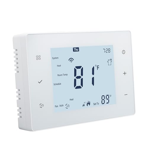 Wengart 4" Programmable Thermostat for Heat/Cool, 24V Line, White