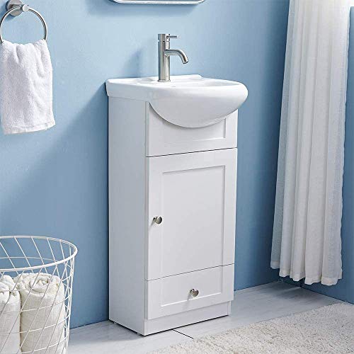 Wenore Home 18 Inch Modern White Bathroom Vanity Set Small Bathroom Vanity