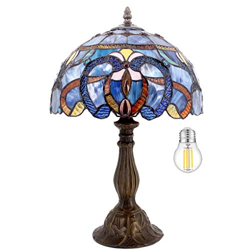 WERFACTORY Blue Purple Stained Glass Style Table Lamp - S558 Series