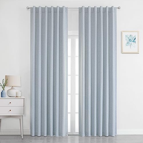 Chambray Blue Total Blackout Curtains 95" - Set of 2