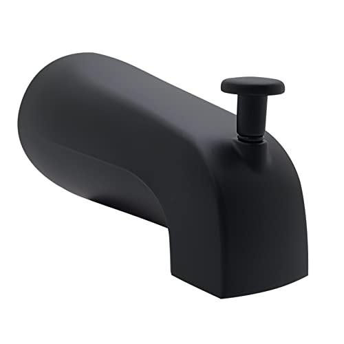 Westbrass Wall Mount Tub Spout with Front Diverter, Matte Black