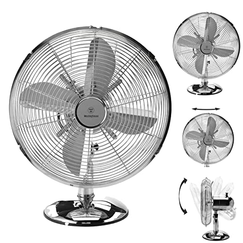 Westinghouse 12" Vintage Metal Fan with 75° Oscillation and 3 Speeds