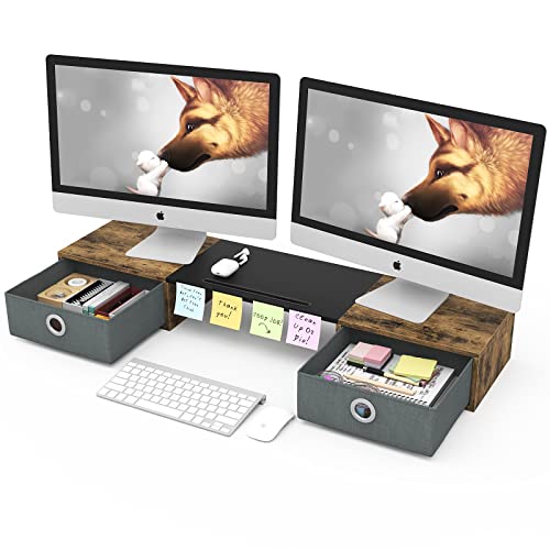 Westree Dual Monitor Riser with Storage Drawers