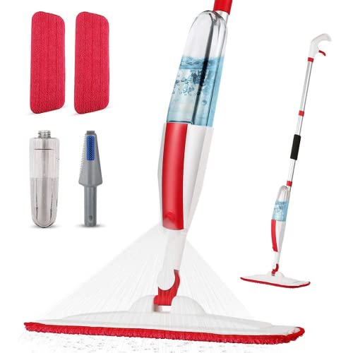 Wet Spray Mop with Refillable Bottle and Microfiber Pads