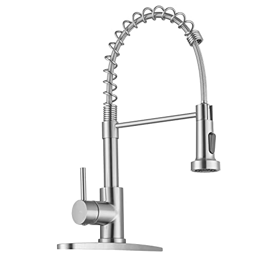 WEWE Brushed Nickel Kitchen Faucet with Pull Down Sprayer