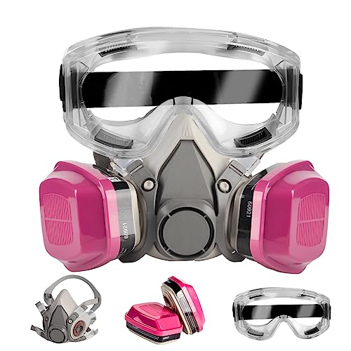 Wfoai Half Face Gas Mask with Goggles
