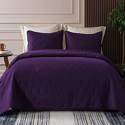 Whale Flotilla 3-Piece King Size Purple Quilt Set/Bedspread/Coverlet