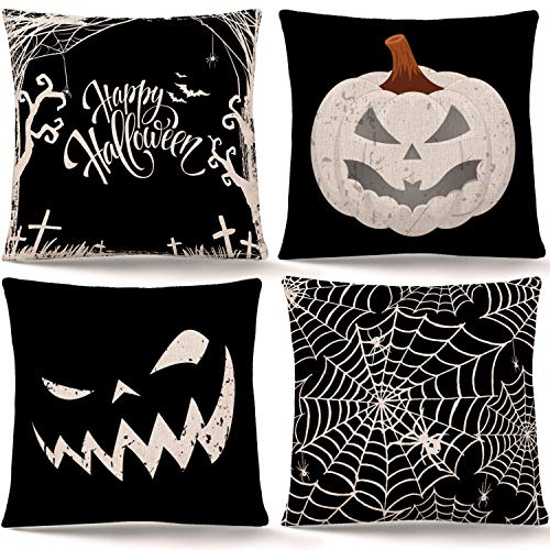 Whaline Halloween Pillow Cover Set, 18" x 18" (4Pcs)