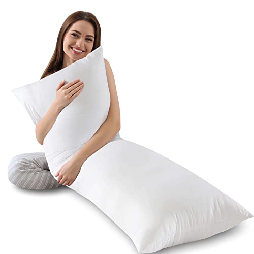 WhatsBedding Full Body Pillow - Soft & Breathable - 20x54 Inches White
