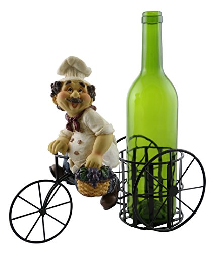 Whimsical Chef Riding Bicycle Wine Bottle Holder
