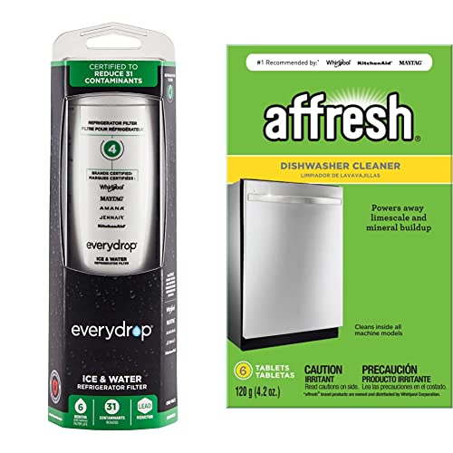 Whirlpool Ice and Water Refrigerator Filter 4 with Affresh Dishwasher Cleaner