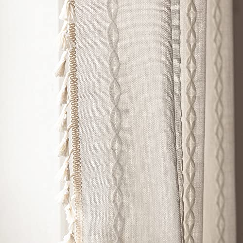 White Boho Curtains 84 Inches Long for Bedroom