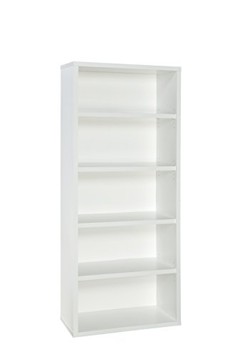 White Bookshelf with Adjustable Shelves